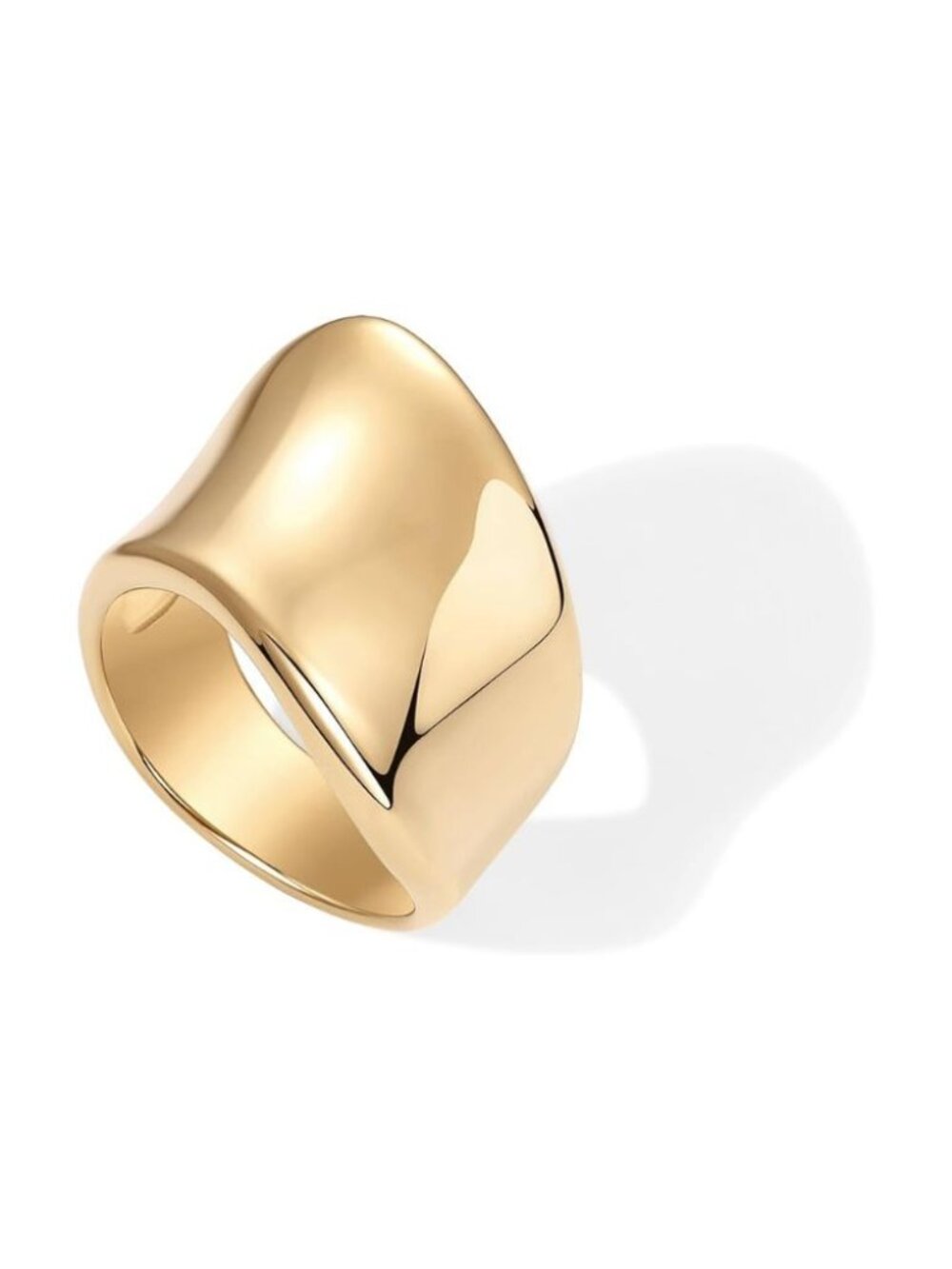 Chunky Gold Statement Ring Women Wide Band Stackable 14K Gold Plated